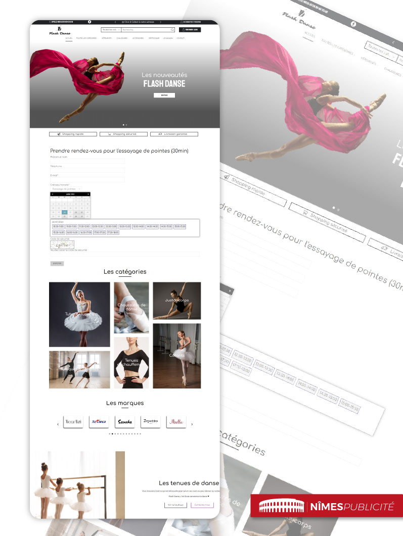 Site internet pour une boutique de vêtements et d'accessoires de danse - Flash Danse 30